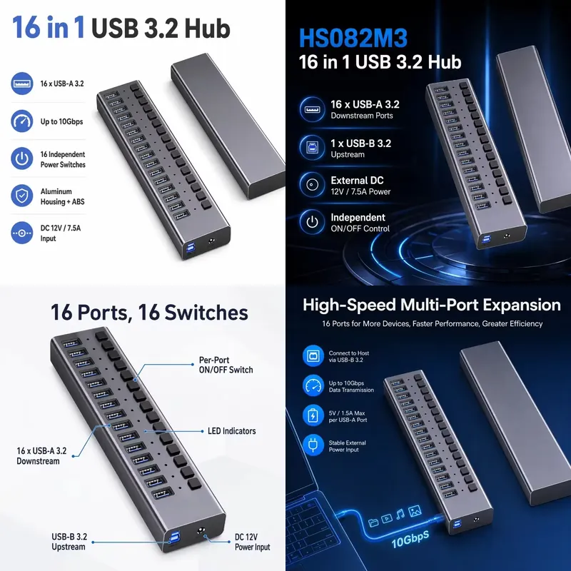 AP01 für 16-Port USB 3.2 Gen2  – Usb Hub Bewertung und Preis